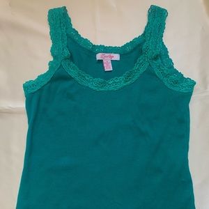 Teal Y2K Lace Tank Top